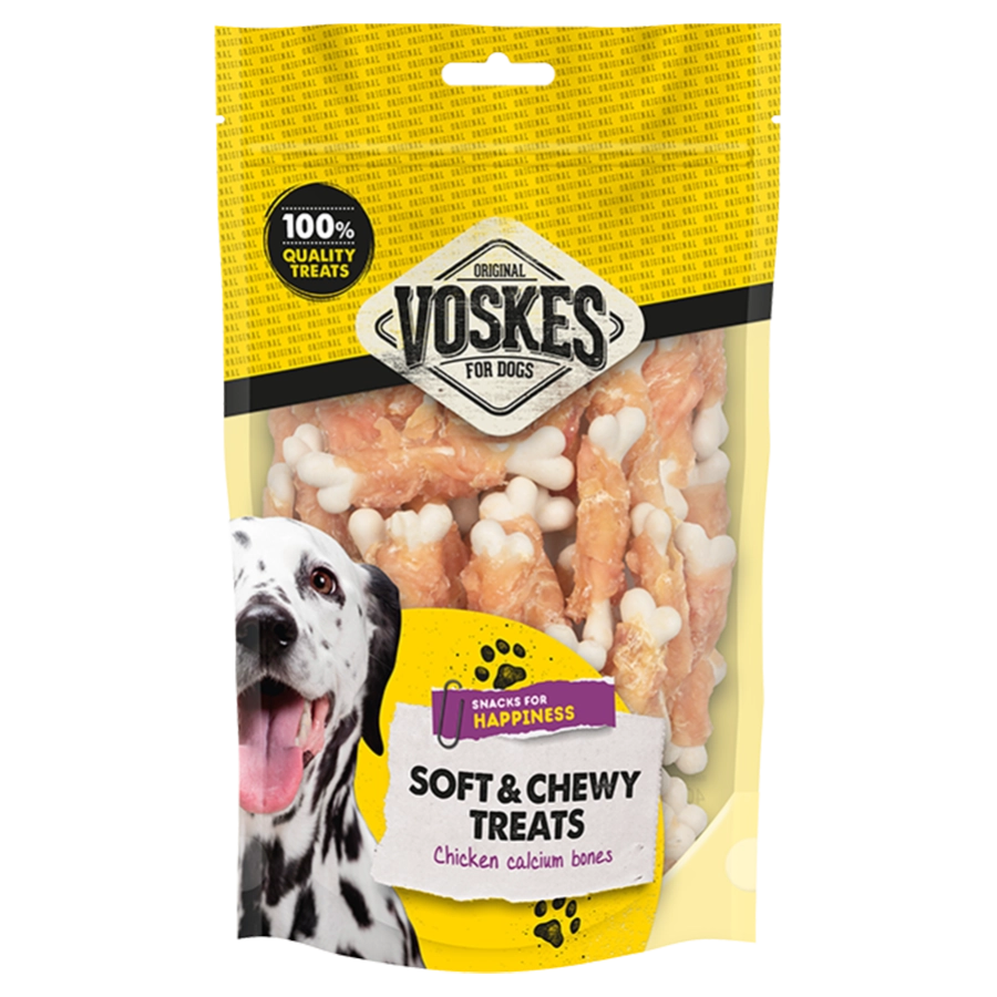 Voskes soft en chewy treats kip calcium botjes 400gr