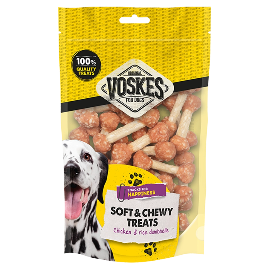 Voskes soft en chewy treats kip en rijst halters 400gr