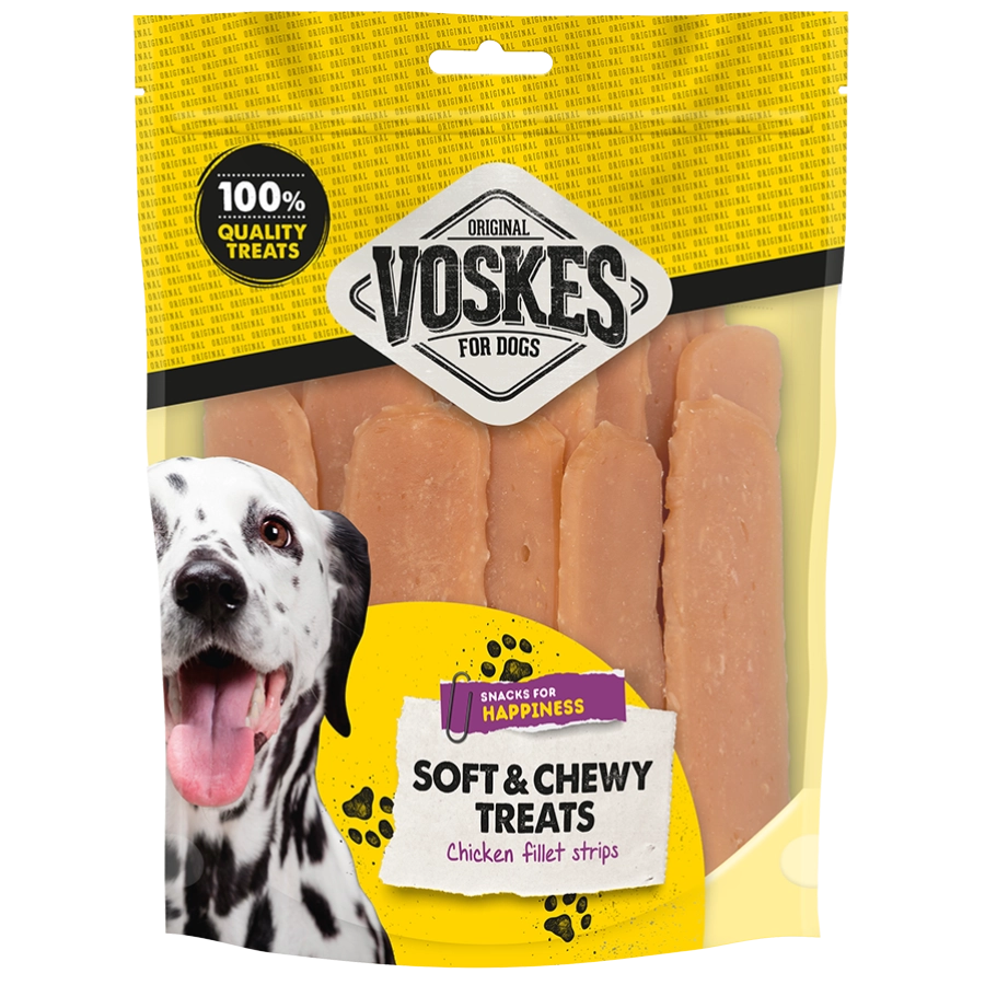 Voskes soft en chewy treats kipfilet strips 400gr