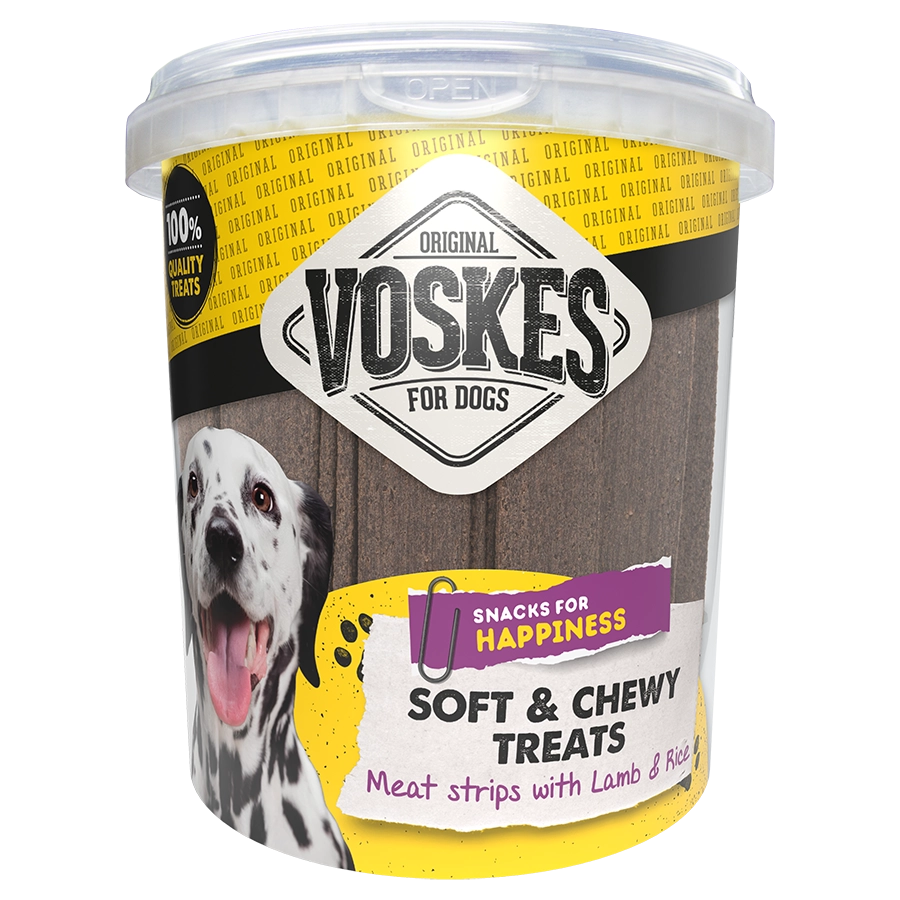 Voskes soft en chewy treats vleesstrips lam en rijst 600gr