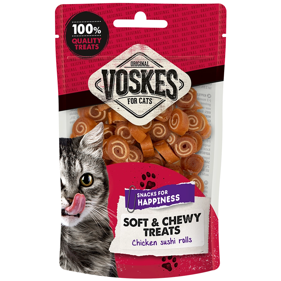 Voskes soft & chewy treats chicken sushi rolls