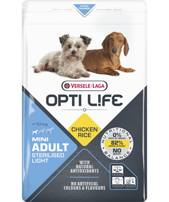 Opti Life Mini Adult Sterilised Light kip en rijst 7,5 kg