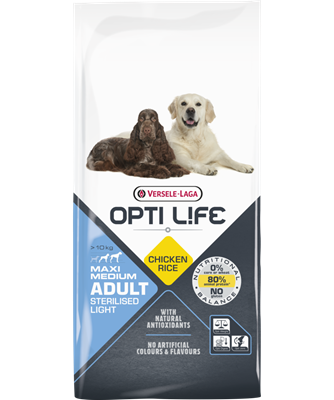 Opti Life Maxi Medium Adult Sterilised Light kip en rijst 12,5kg