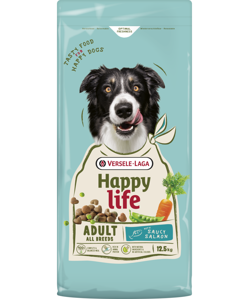 Happy Life Adult all breeds met zalm12,5 kg