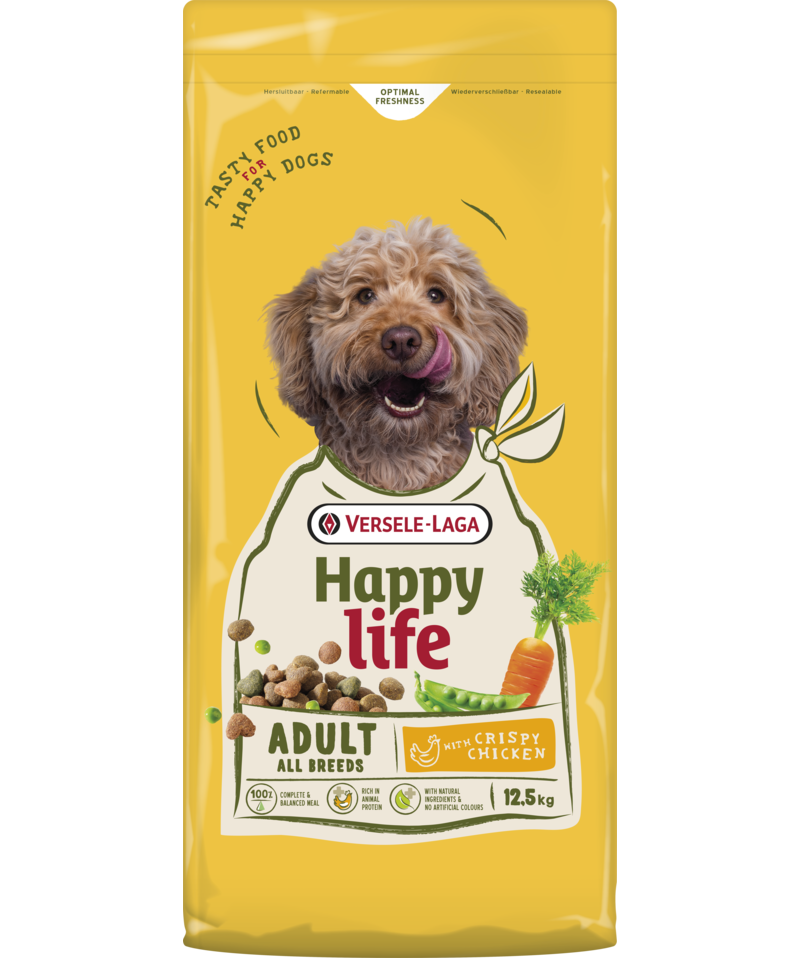 Happy Life Adult all breeds met kip 12,5kg + 2,5kg GRATIS